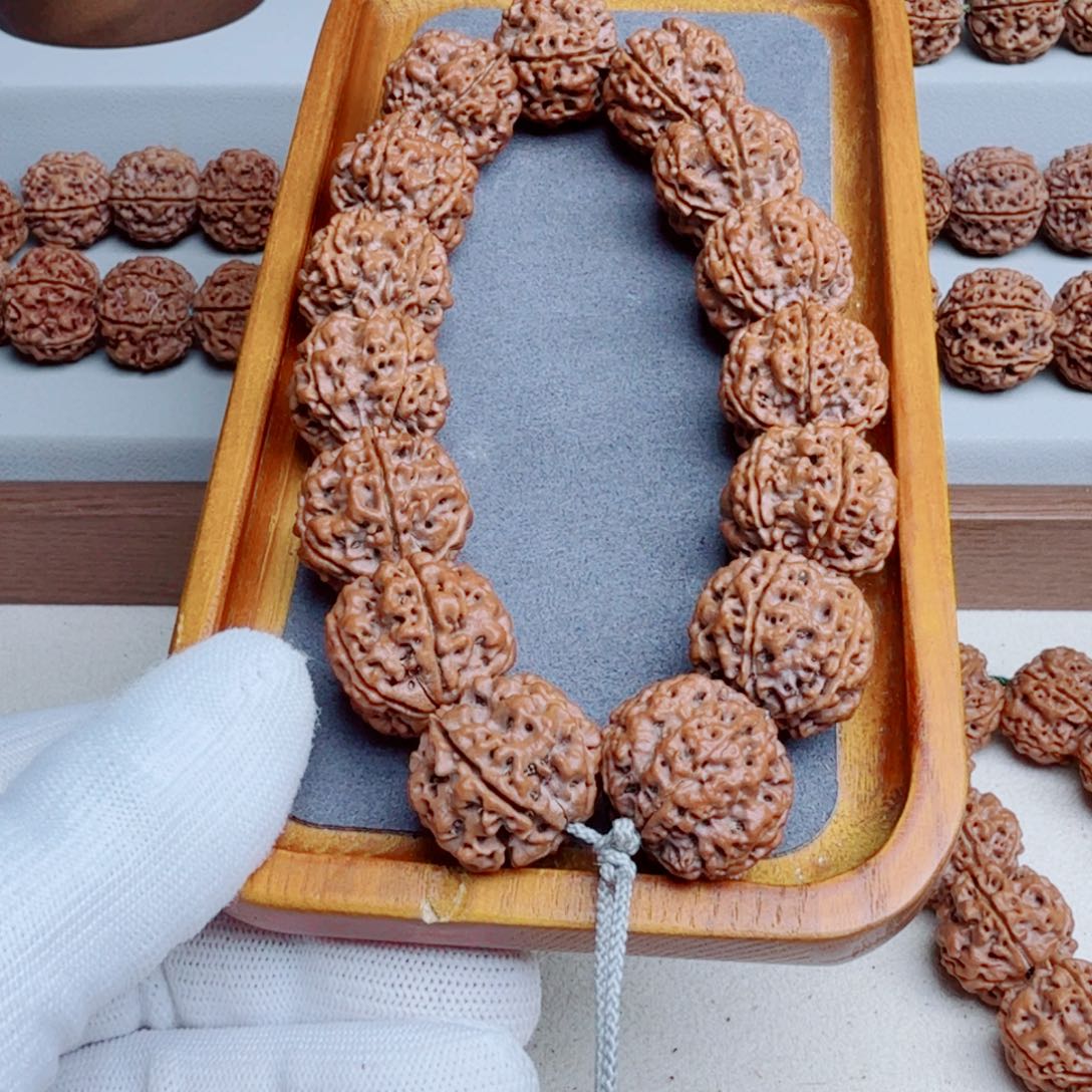 金刚菩提吊坠原生态22+五星蜂窝双龙订制姜黄皮