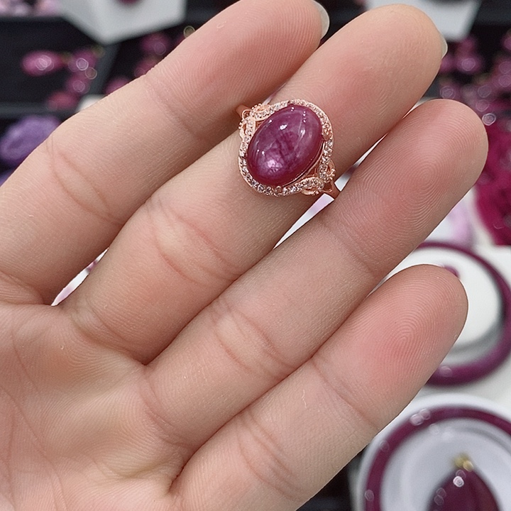 红宝石戒指银S925镶嵌