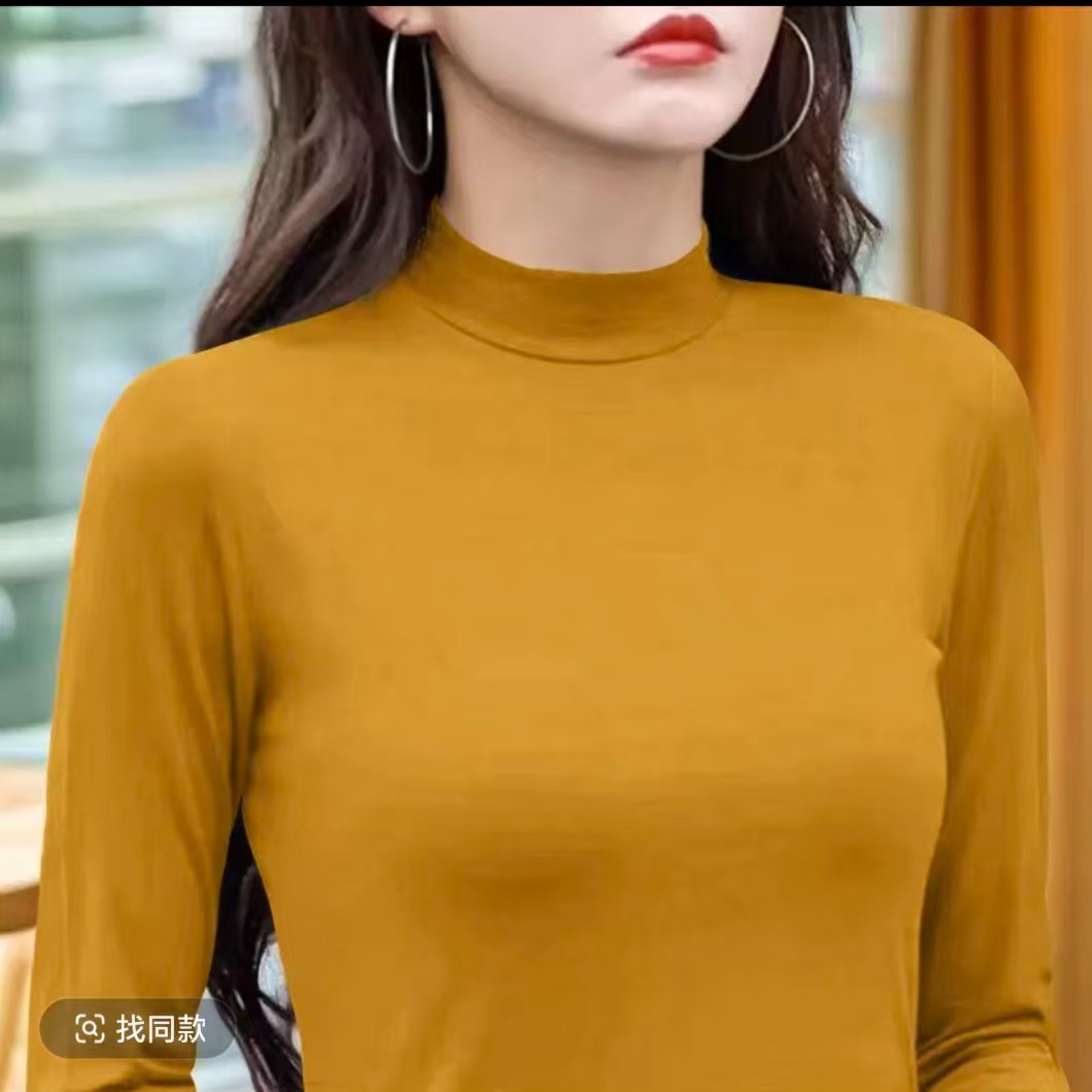 春秋长袖洋气时尚百搭加绒半高领秋冬打底衫