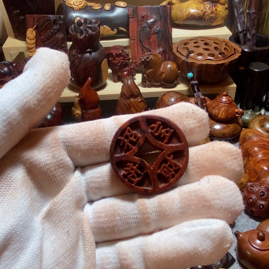 虎***山小叶紫檀手串/手链小叶紫檀铜钱