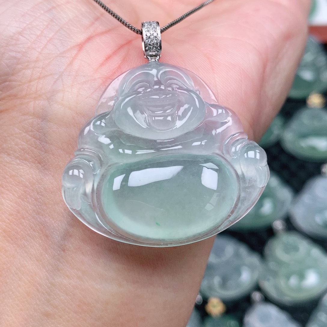 翡翠吊坠(不含链)18K金镶嵌