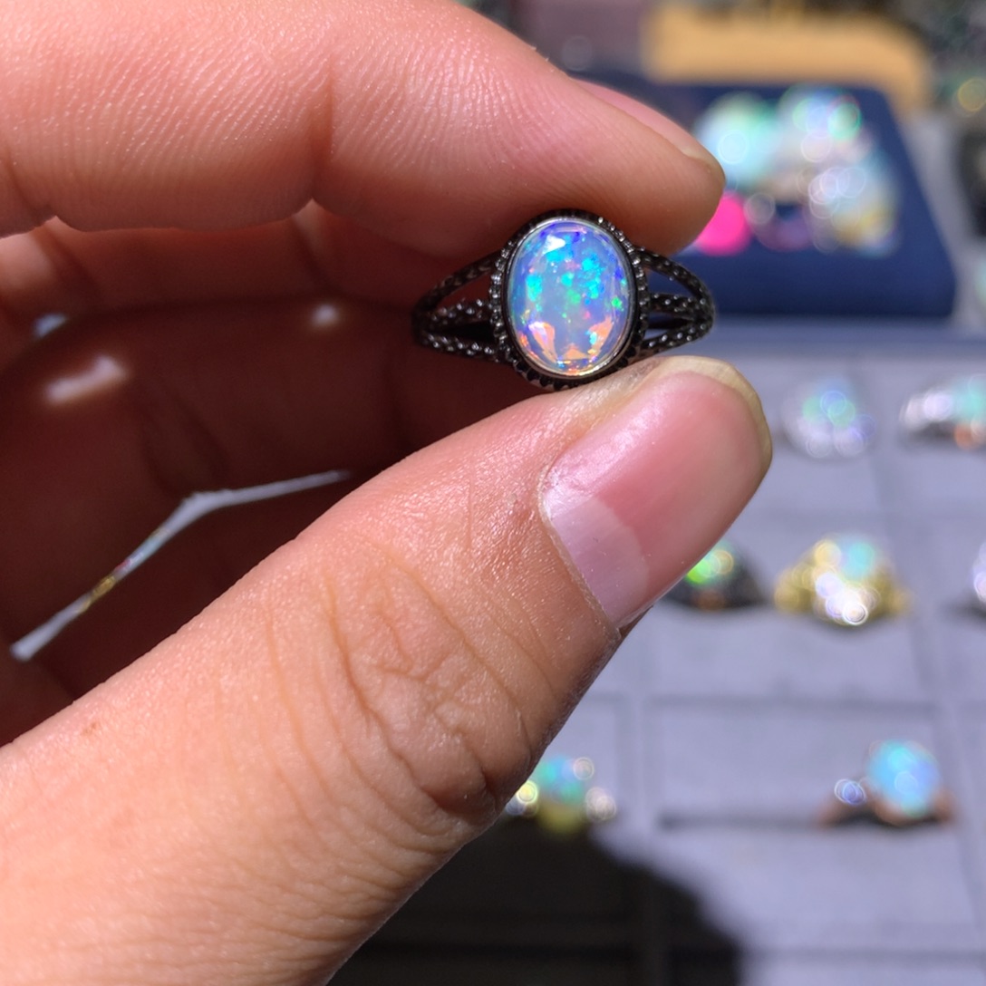 欧泊银S925镶嵌欧泊戒指