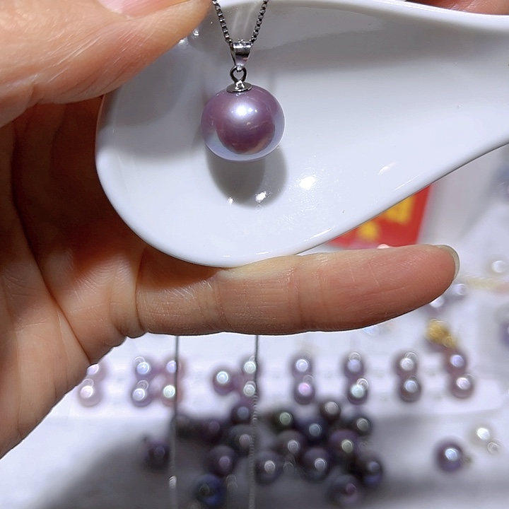 淡水珍珠紫珠银色瓜子扣未镶嵌