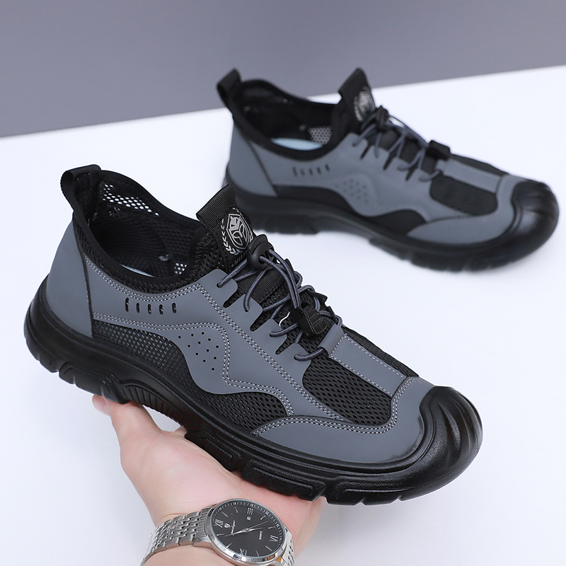 2025夏季新款透气运动男网鞋一脚蹬防滑休闲鞋健步男士老北京布鞋