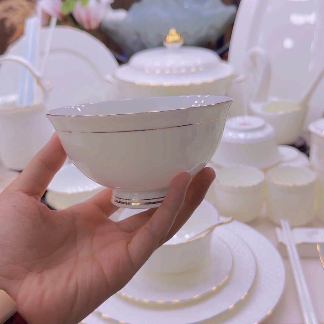 瓷金镶玉米饭碗一个