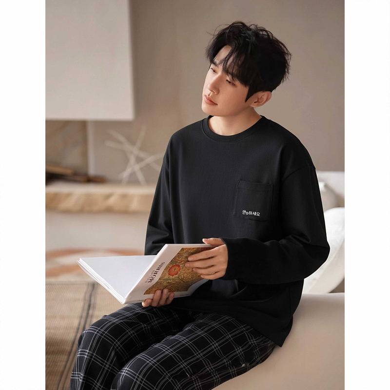 高品质双面澳利绒睡衣男士冬季恒温暖系加大长袖休闲保暖软家居服