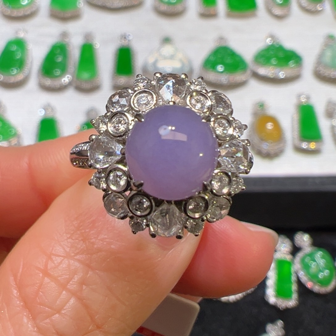 翡翠戒指18K金镶嵌收货48小时鉴赏期