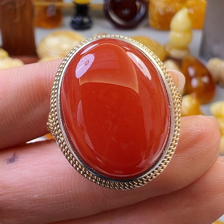 南红玛瑙戒指未镶嵌淡**远