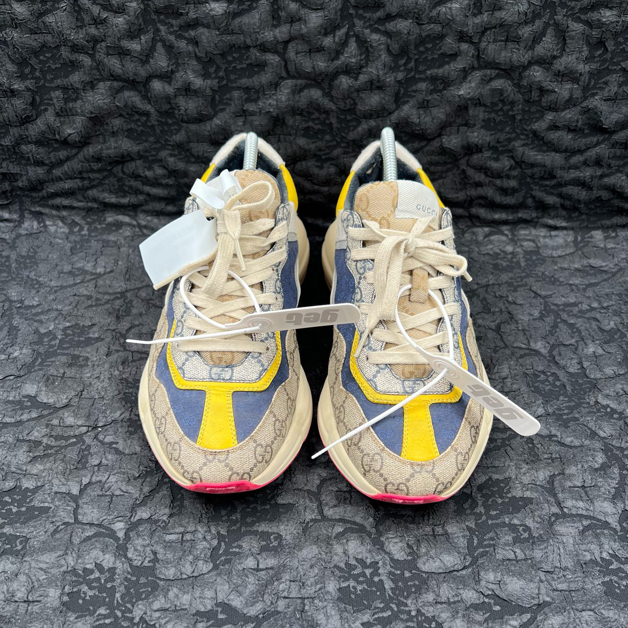 95新 GUCCI/古驰 (ll) 古驰 蓝棕蛇纹满印logo老爹鞋 41.5码