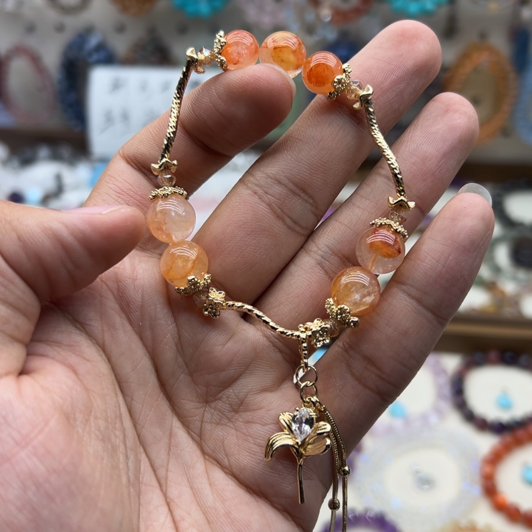 水晶手链未镶嵌黄胶花diy