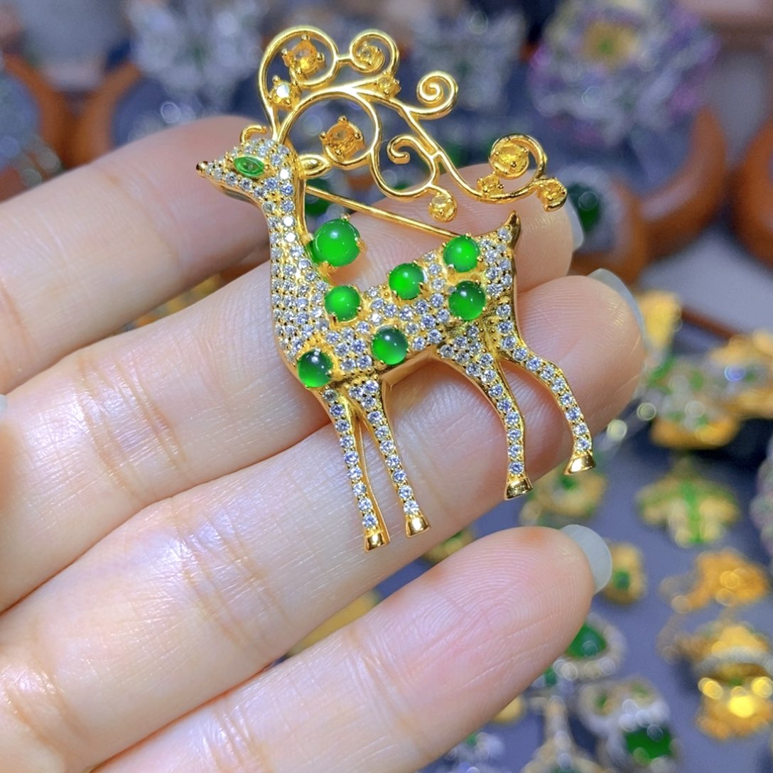 翡翠颈饰银S925镶嵌天然翡翠