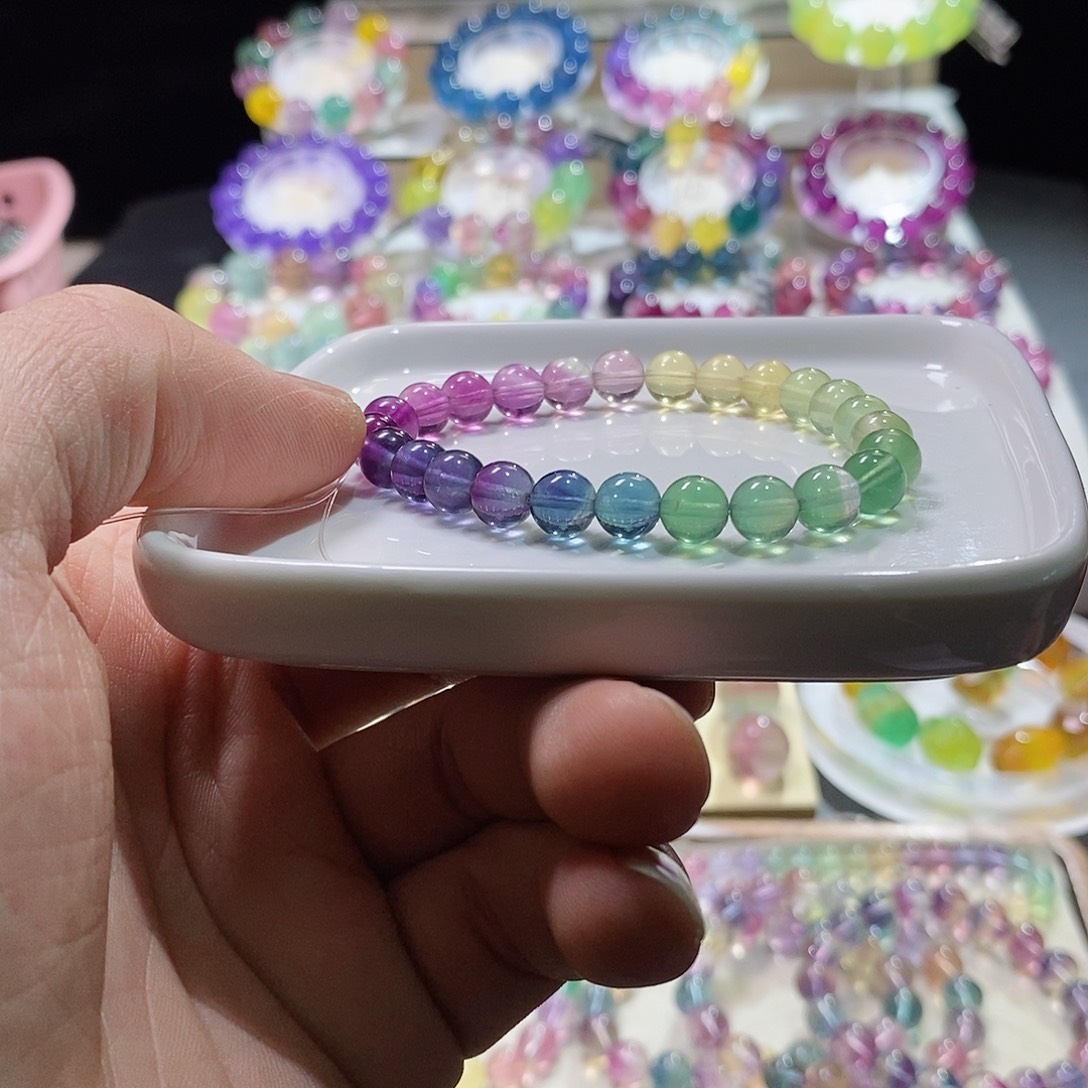 水晶手链未镶嵌彩虹渐变单圈7加