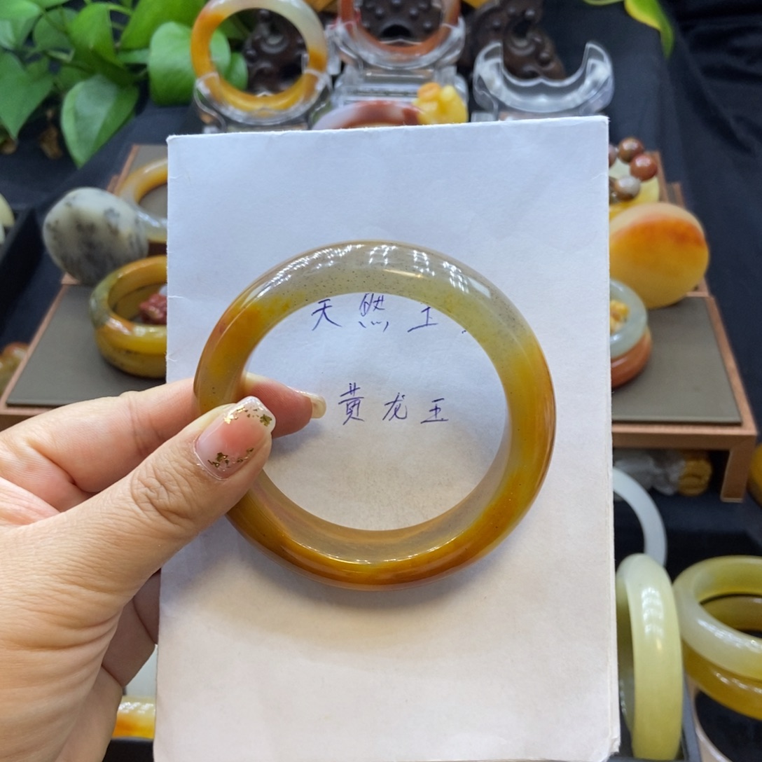 三***火石英质玉（黄龙玉）未镶嵌手镯H