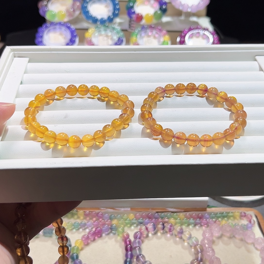 萤石手串未镶嵌两条橙色