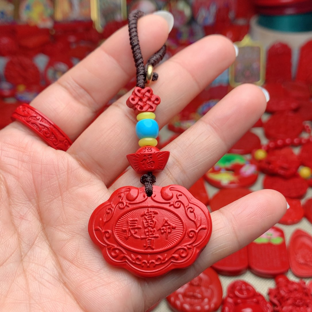 天然辰砂工艺品朱砂钥匙扣