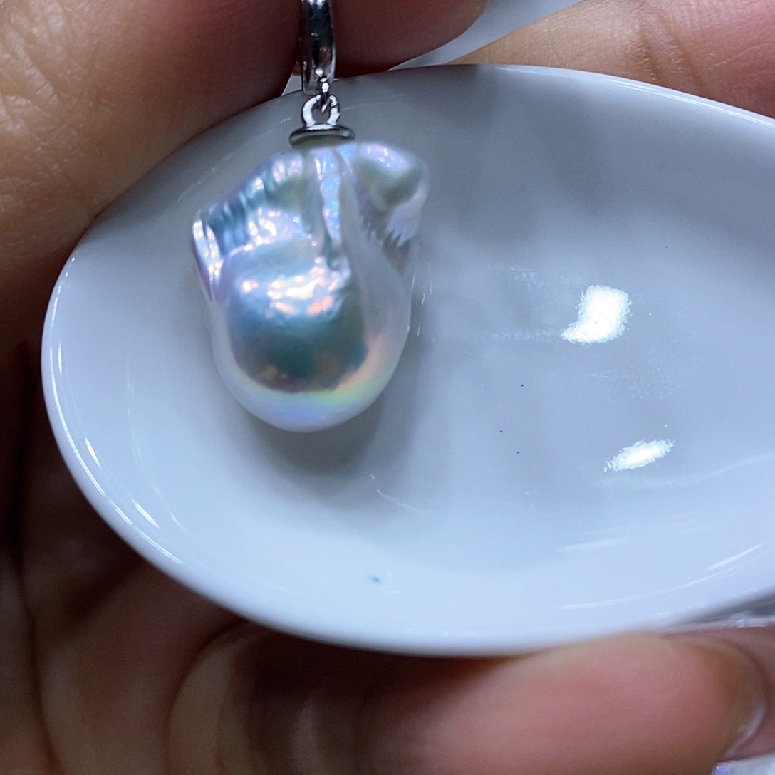 淡水珍珠吊坠银S925镶嵌