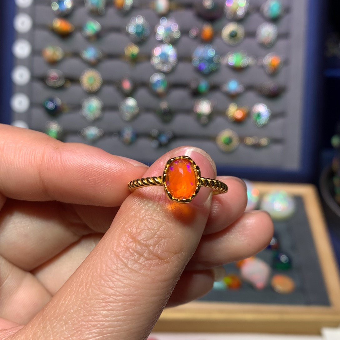 欧泊戒指款式银S925镶嵌?****糖