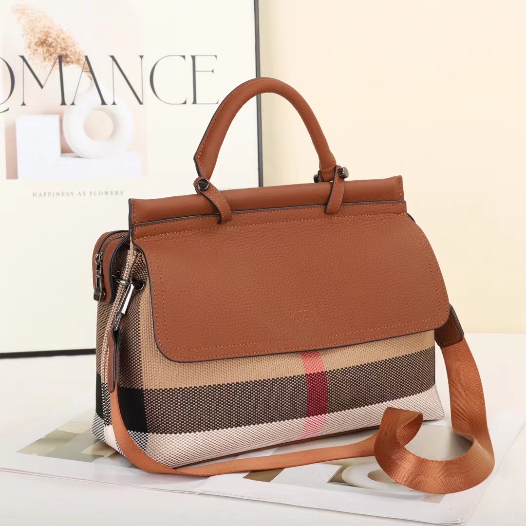 HEART ART心艺热销手提单肩斜挎头层皮配格子明星同款