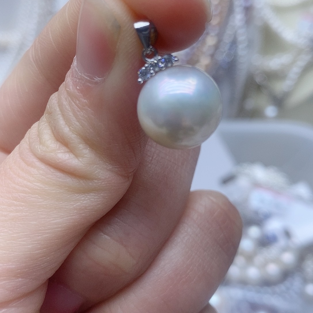 银S925镶嵌吊坠淡水珍珠