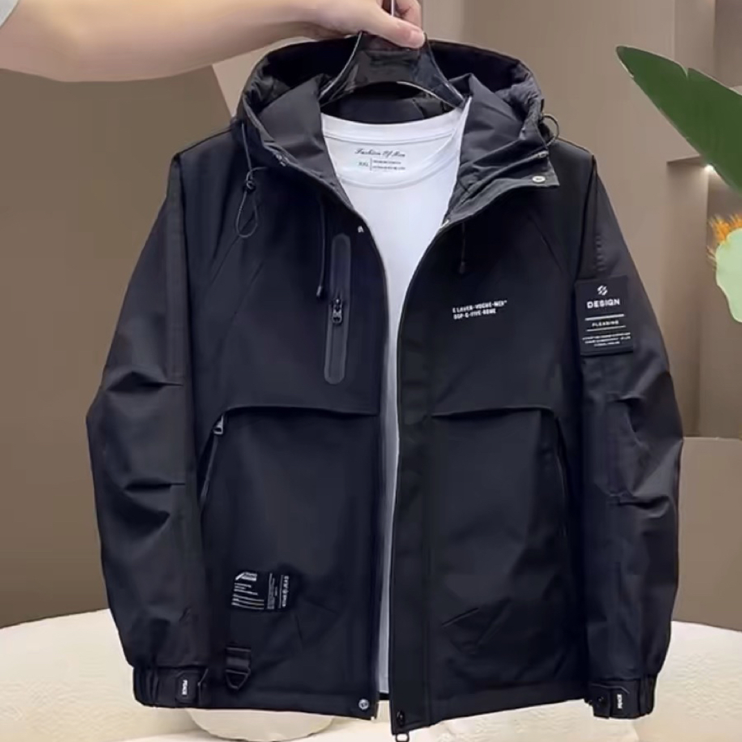 2025秋冬新款工装连帽二棉外套男款加棉加厚防风棉服冲锋衣男潮牌