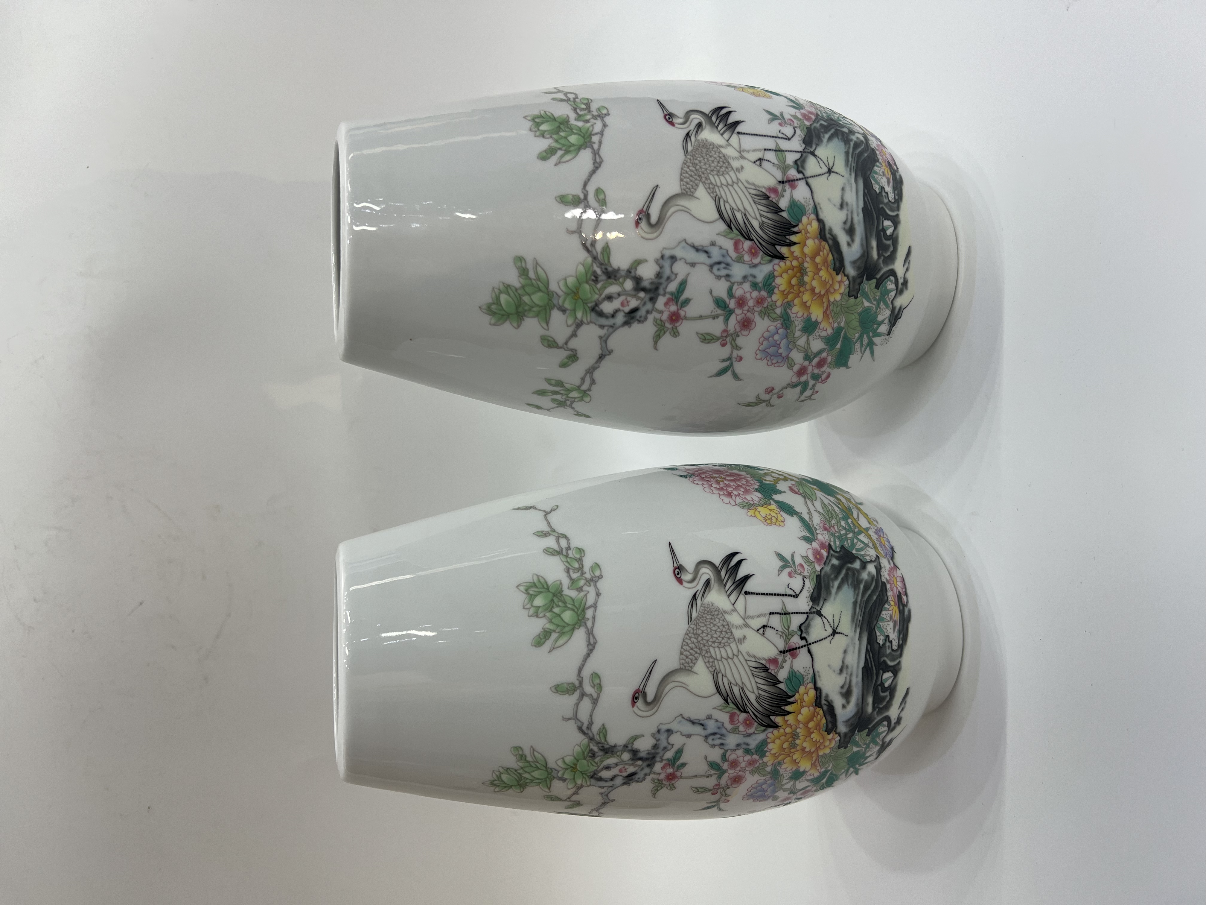 颐和园粉丝团陶瓷松鹤迎春瓶两个