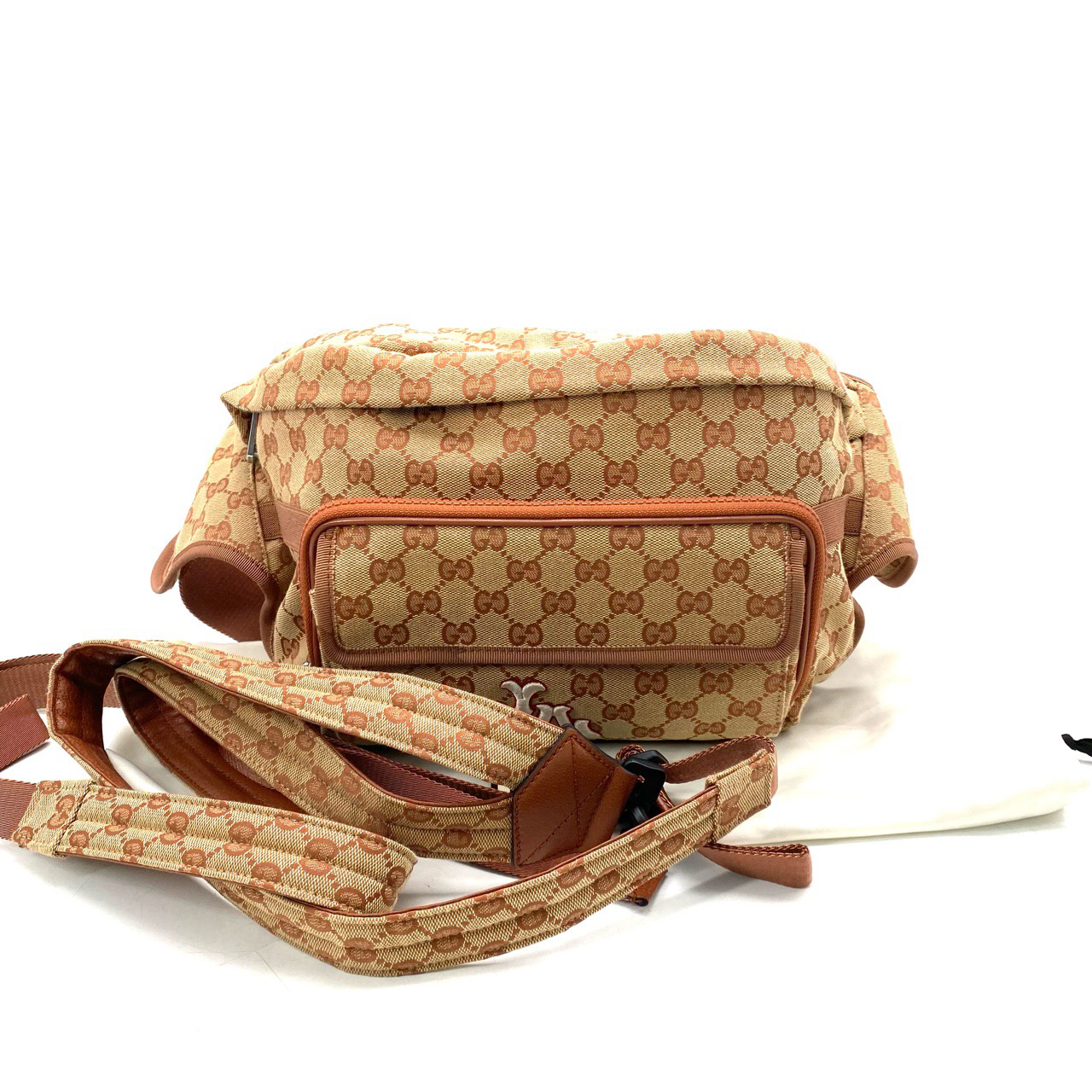 99新 GUCCI/古驰 联名款帆布胸腰包 尺寸56/21