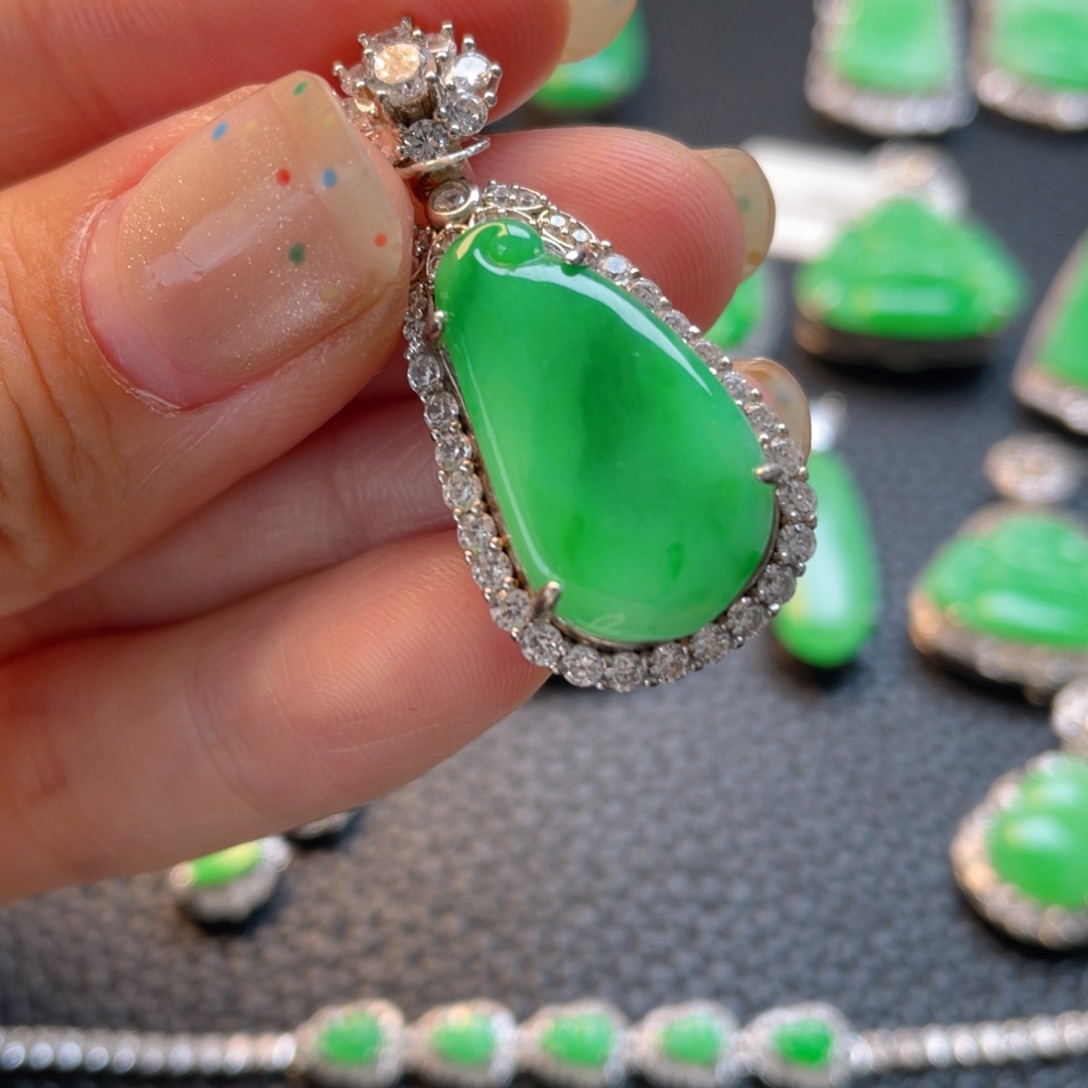 翡翠银S925镶嵌吊坠(不含链)