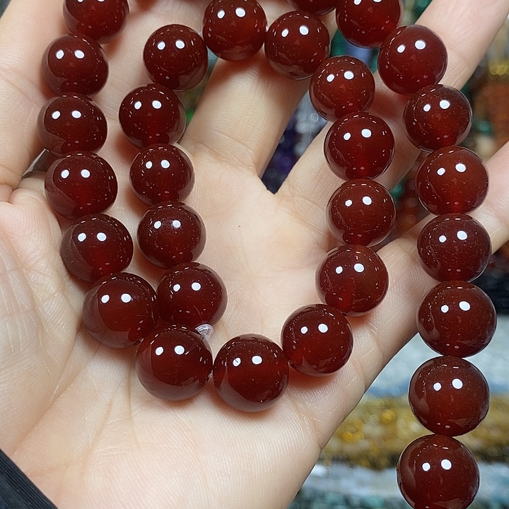 玛瑙/玉髓未镶嵌珠宝半成品A级红玛瑙卡12mm