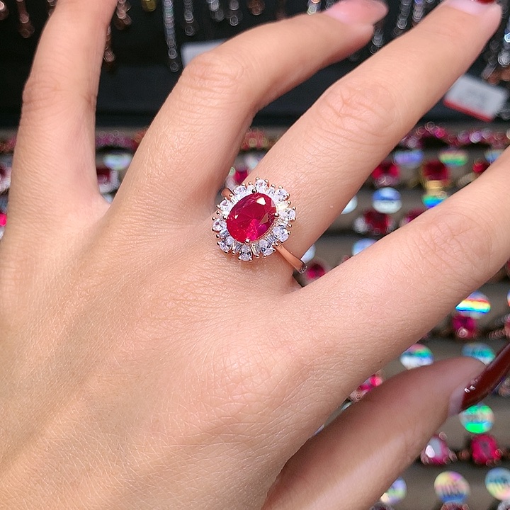 红宝石戒指银S925镶嵌79