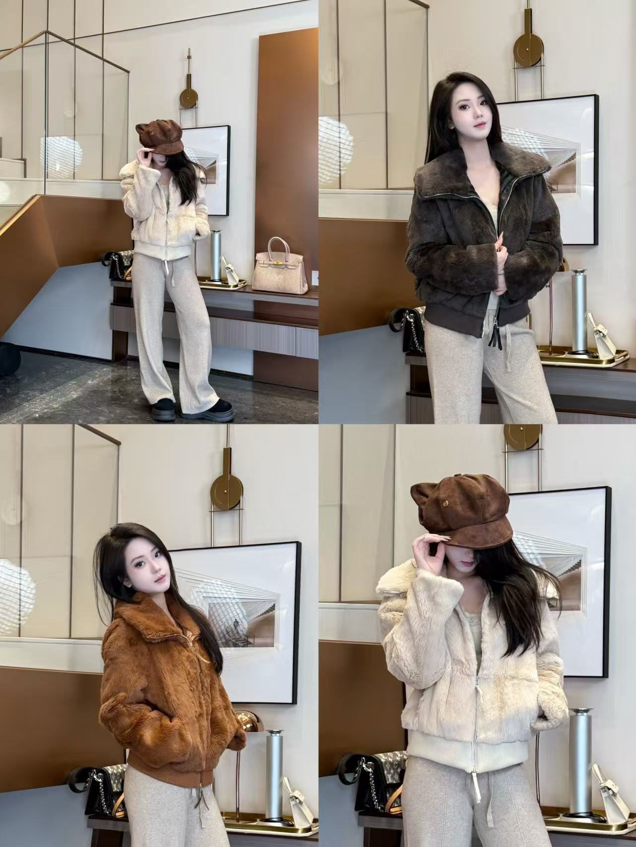 真兔100獭兔毛翻领外套女冬季复古保暖显瘦皮草短款上衣