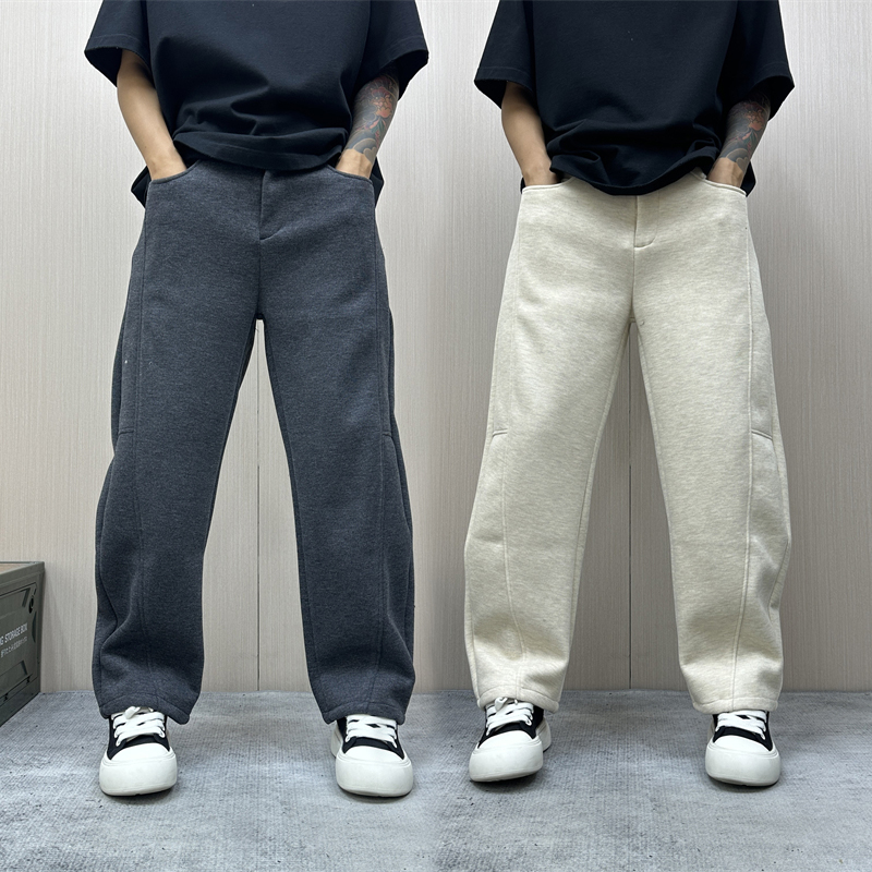 昊Studio秋季男士牛仔秋季复古拼接百搭裤休闲男士秋季宽松休闲裤