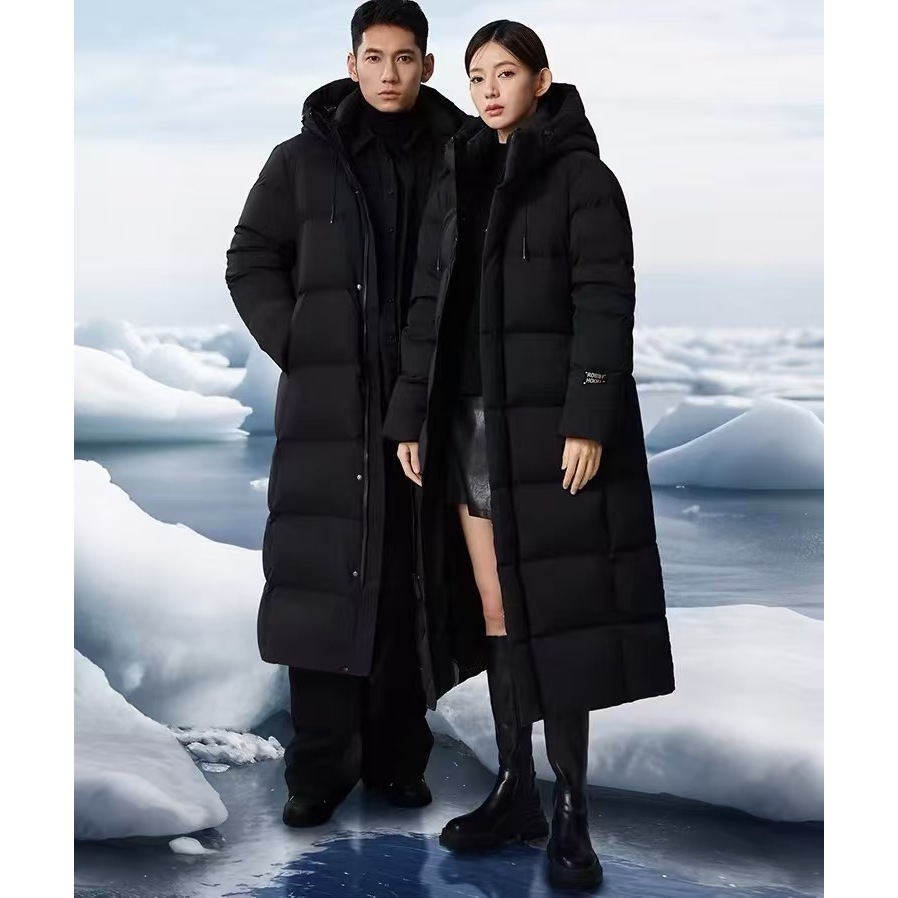 新款黑曜石羽绒服加厚超厚中长款连帽鸭绒服外套806#T