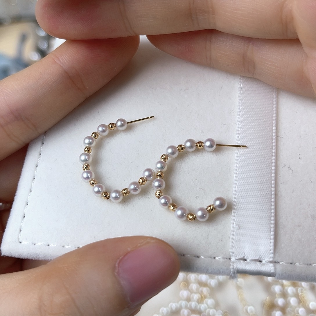 18K金镶嵌耳饰淡水珍珠