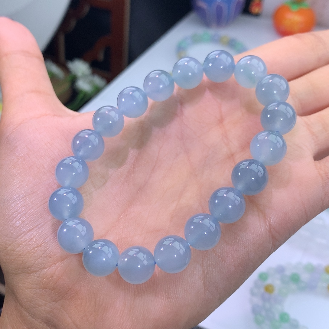 翡翠未镶嵌手链14号 天空蓝手串