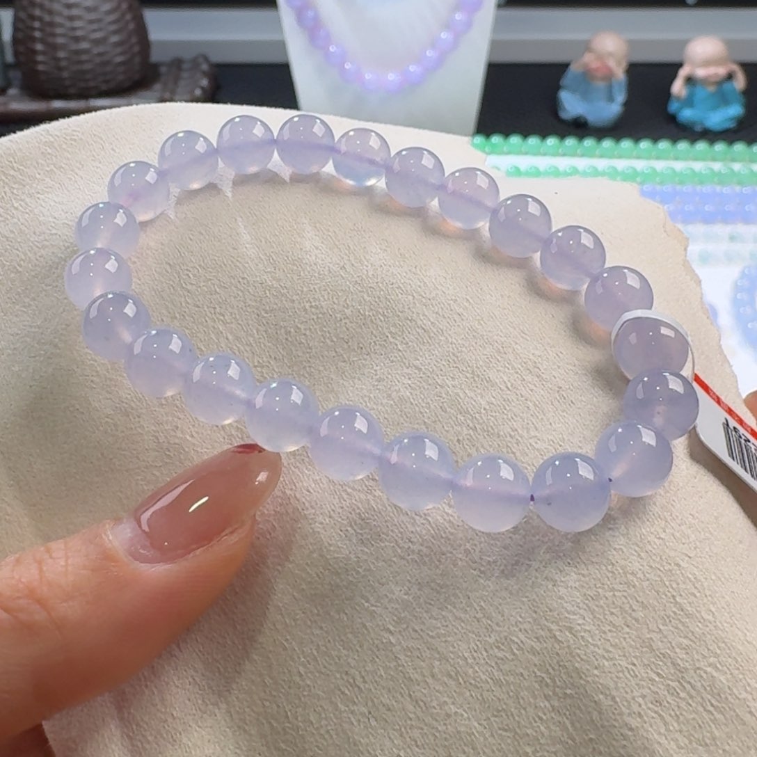 翡翠手链未镶嵌高冰粉紫单圈8mm