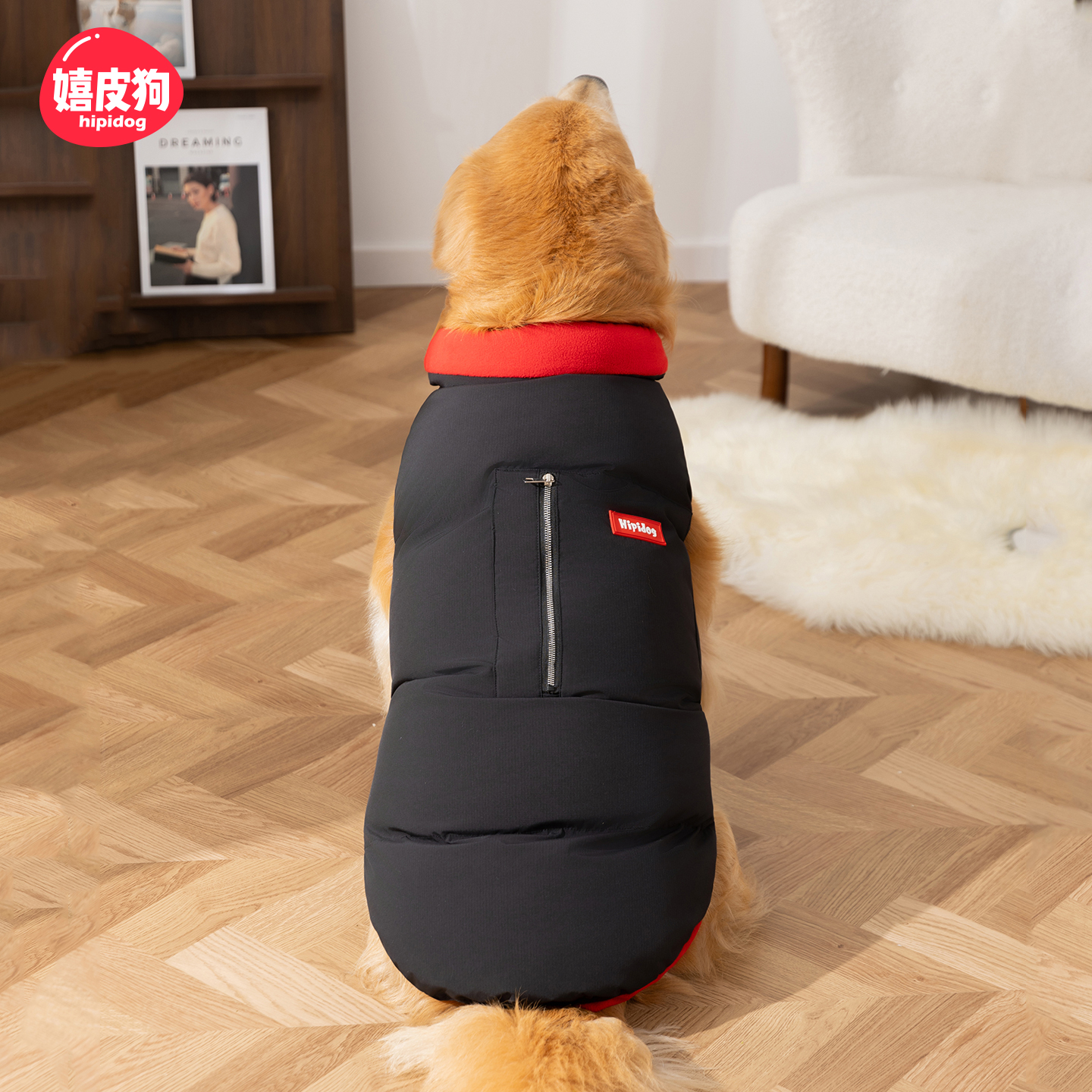 嬉皮狗大狗狗衣服秋冬季潮酷口袋大狗马甲中大型犬外出狗衣服0680