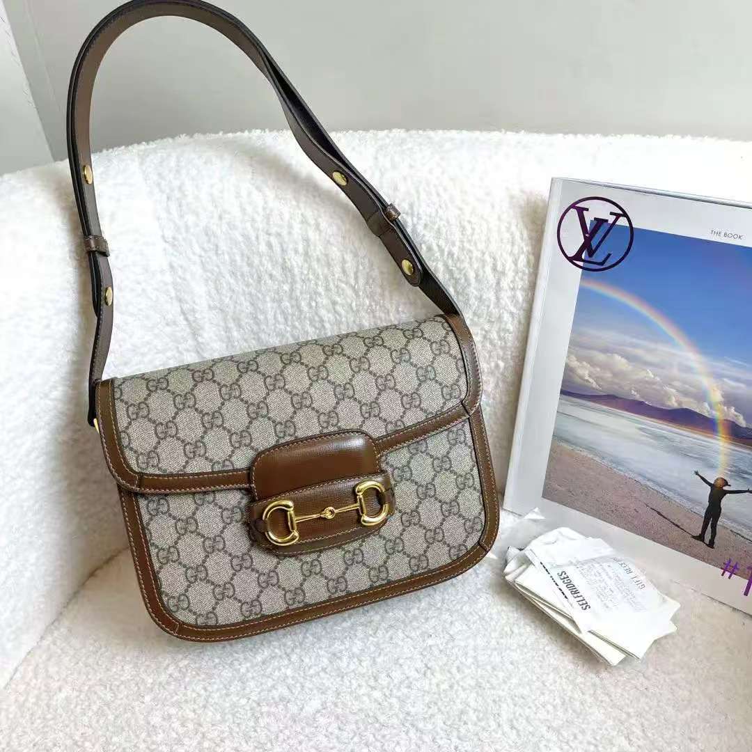 99新 GUCCI/古驰 棕色老花1955中号/ 15913349/12期免息/代卖服务