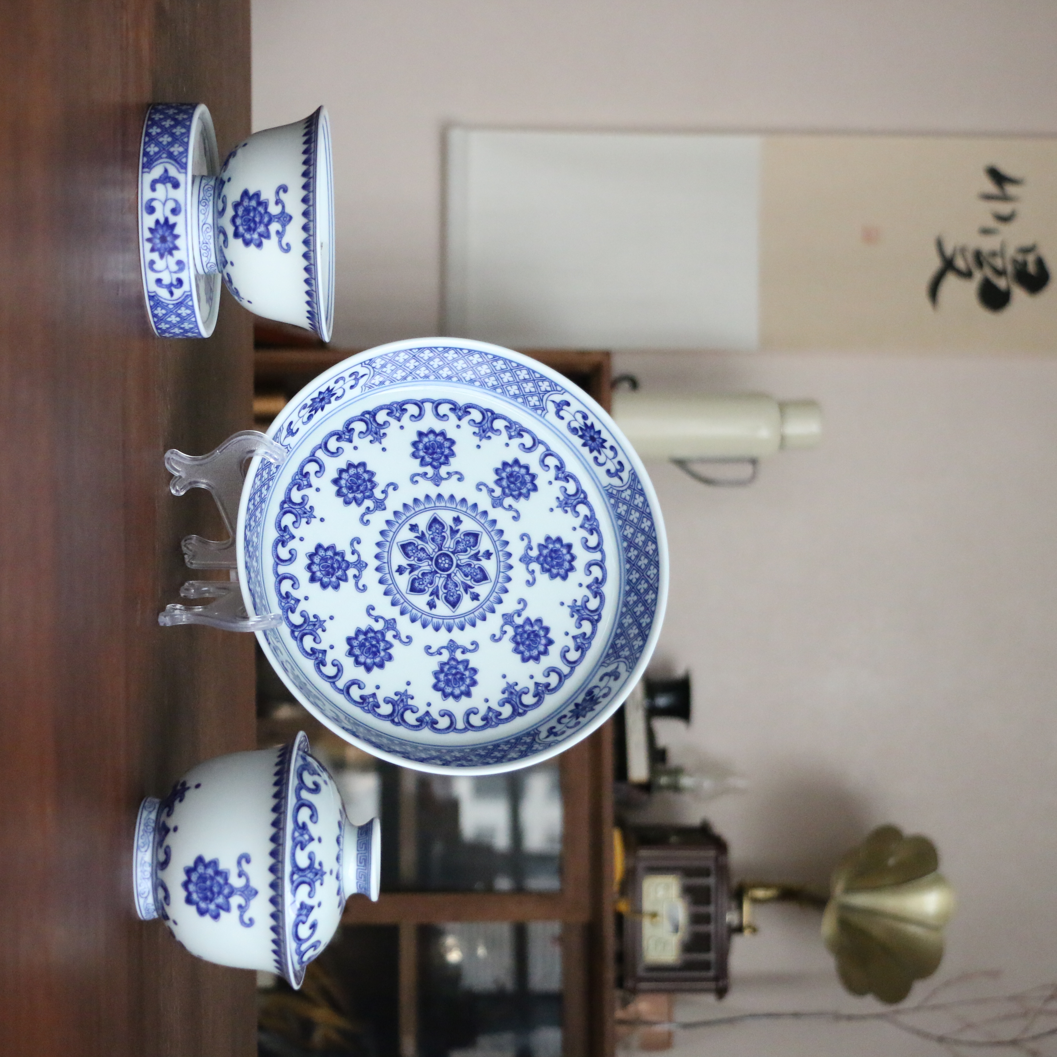 青花点工宝相-四件套