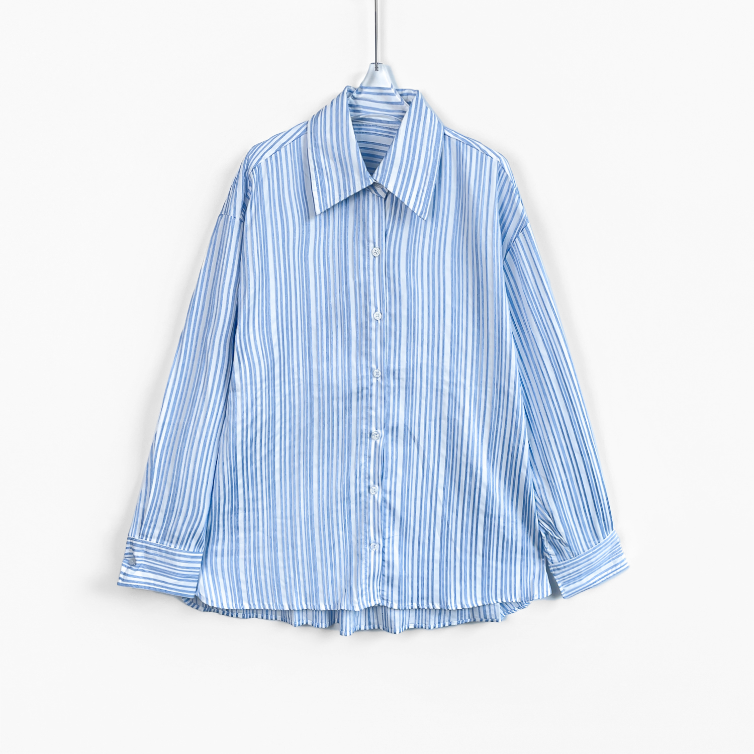 Q“压褶”竖条纹基础气质纹理感衬衫外套 XP3668