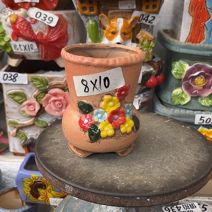 粗陶材质多肉花盆发货两个