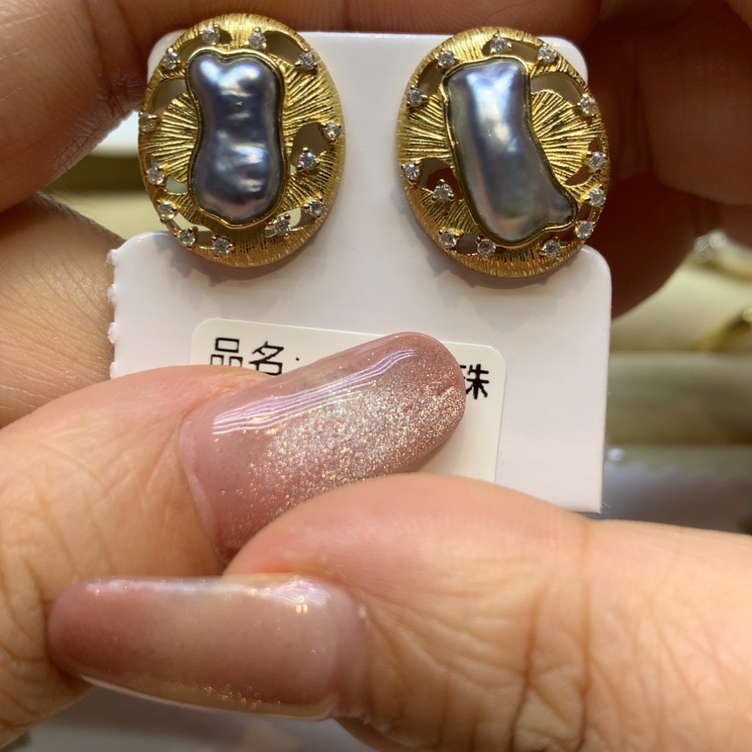 银S925镶嵌耳饰海水珍珠
