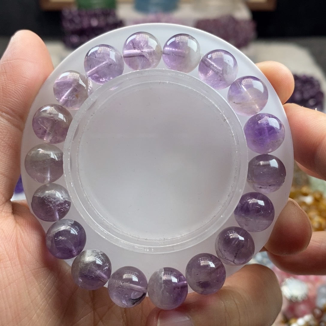 水晶手链未镶嵌天然紫兔毛11mm 00000085