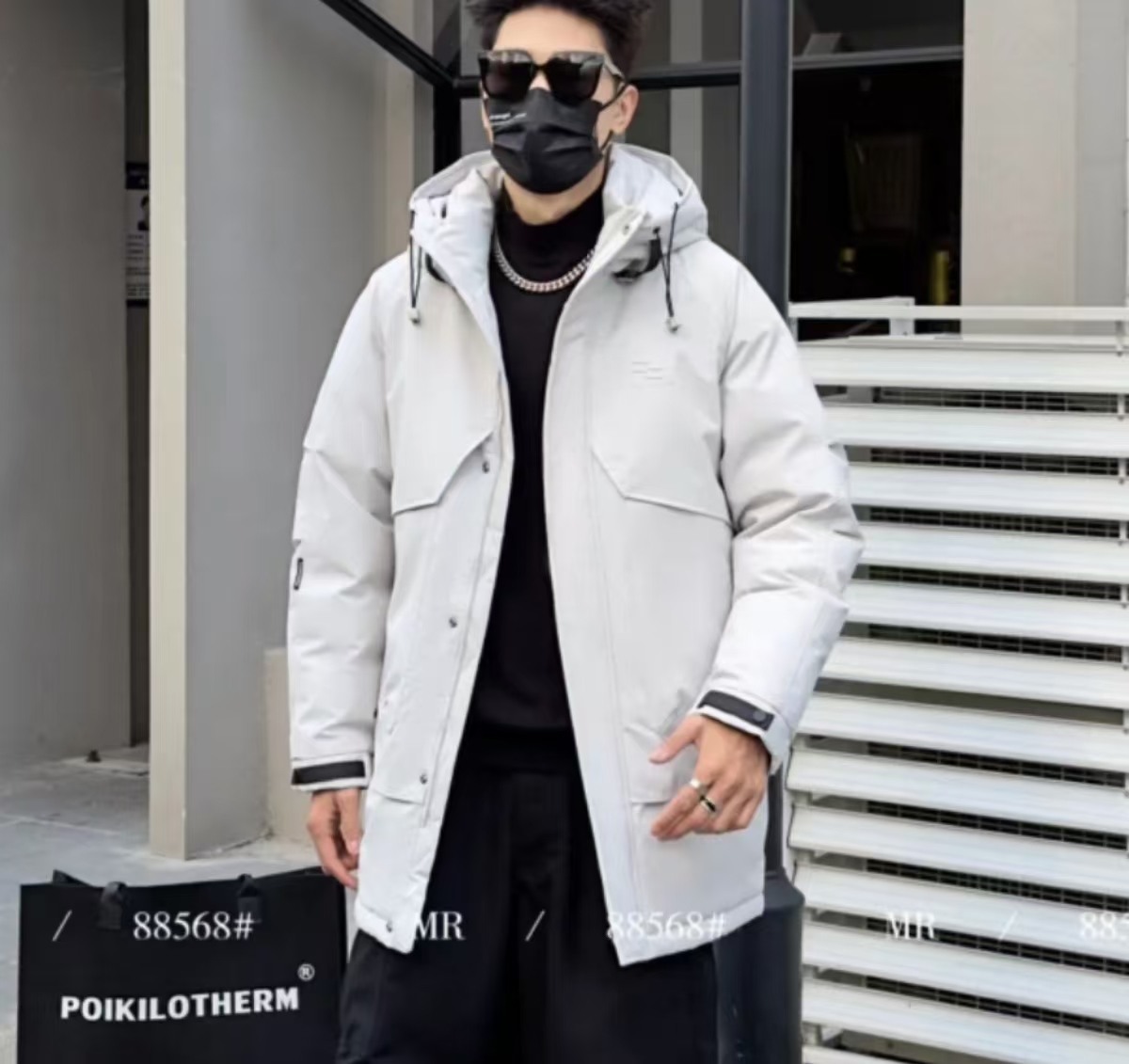 MR88568--【剪标】加厚情侣款户外滑雪连帽长款外套