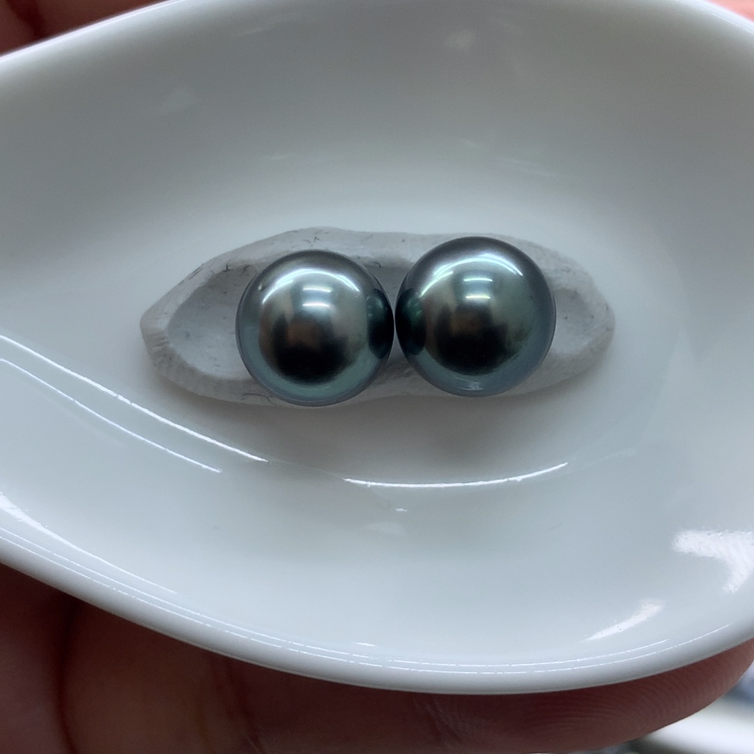 海水珍珠裸珠大溪地9+对珠～静