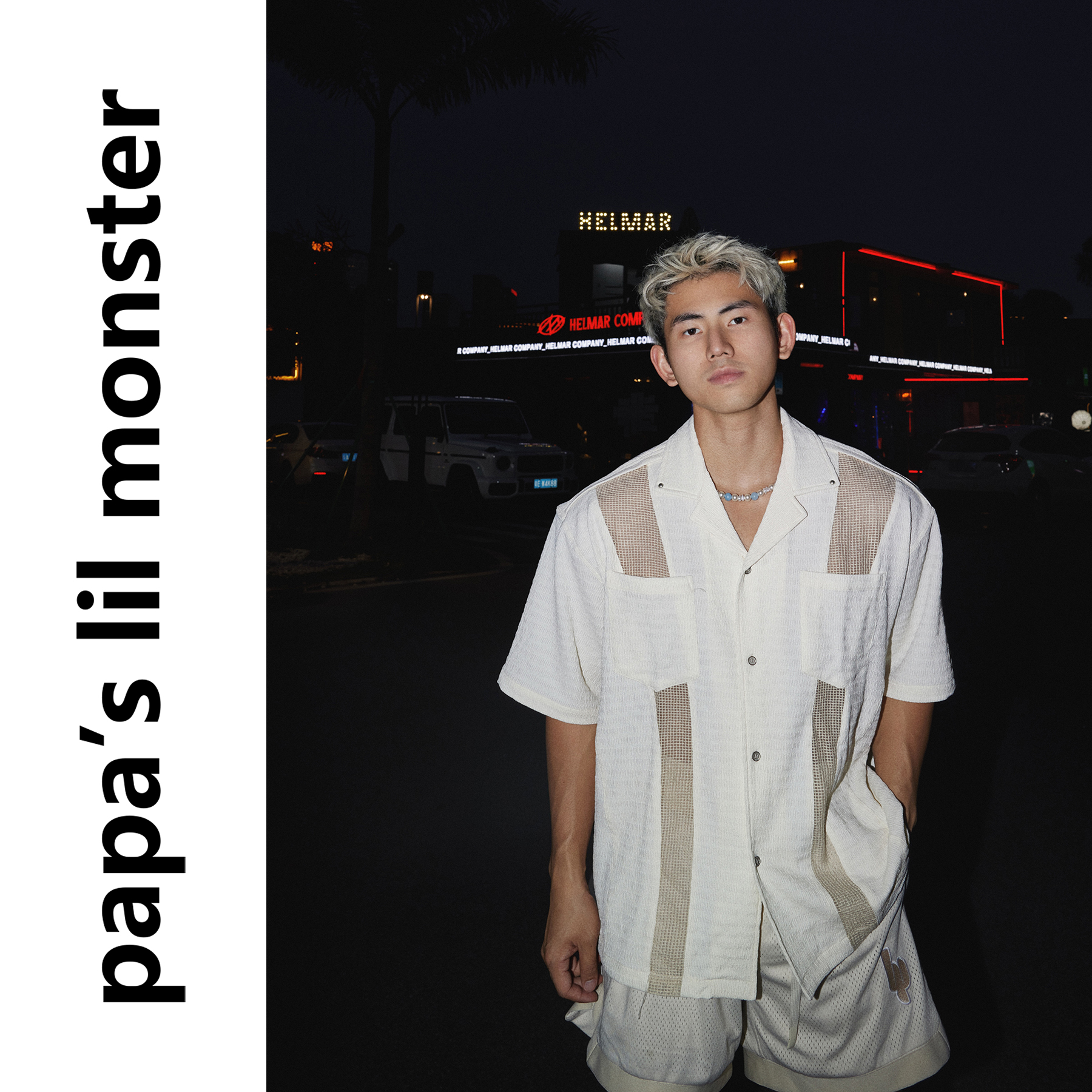 网格镂空 美式复古简约设计镂空短袖衬衫男 夏季百搭宽松上衣潮