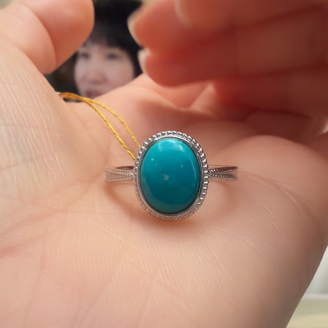 绿松石银S925镶嵌戒指