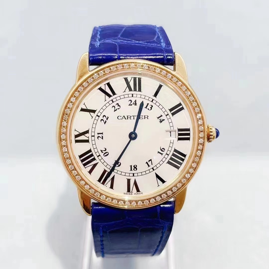 95新 Cartier/卡地亚 伦敦18K黄金间精钢后镶钻石英机芯腕表