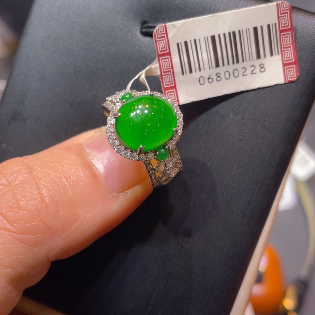 翡翠银S925镶嵌颈饰戒指