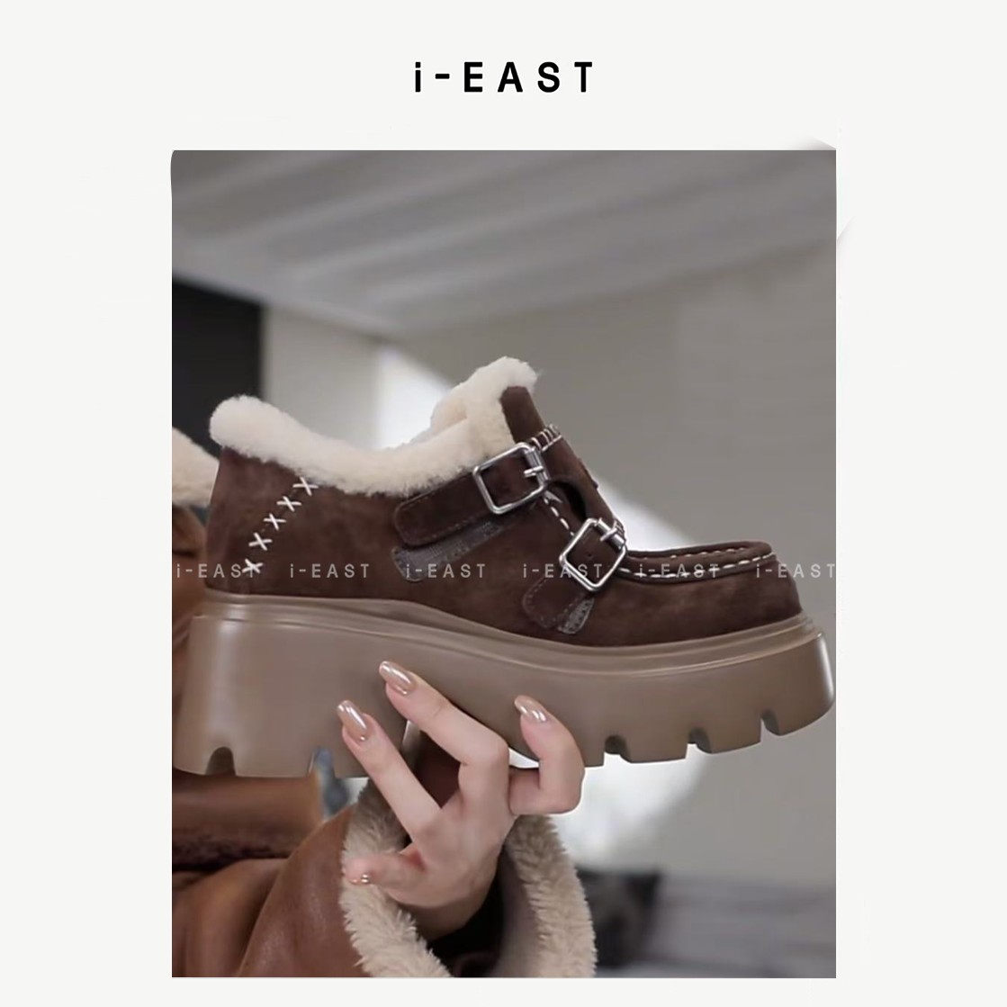i-EAST NN 经典形态~极简百搭厚底毛毛乐福鞋-5D PS8785