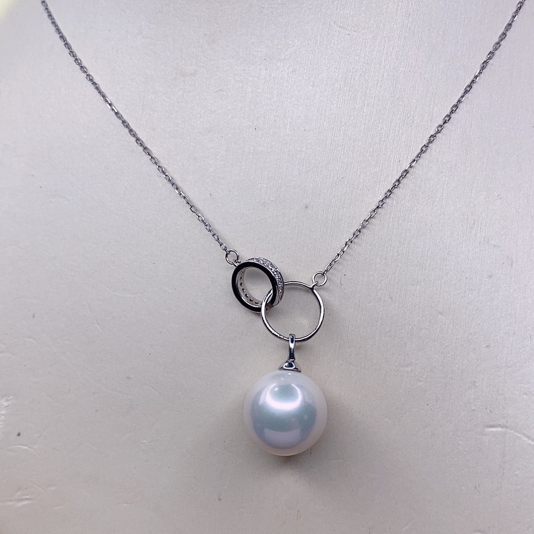 银S925镶嵌套链淡水珍珠